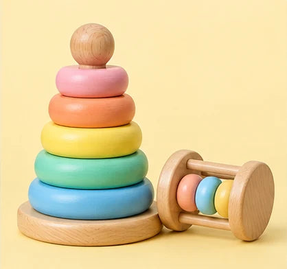 Rainbow Ring Stacker & Rattle — front view